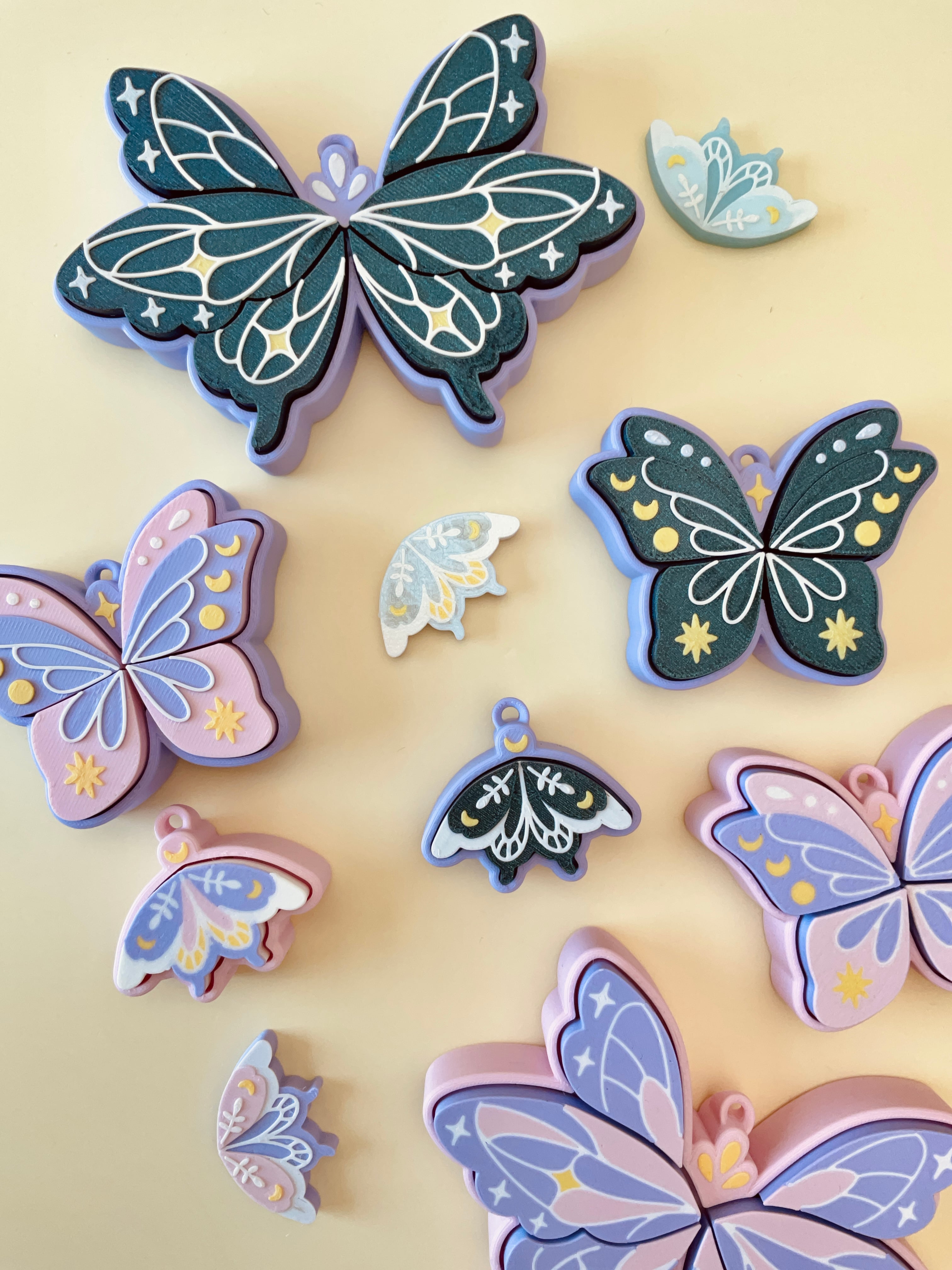 Pixie Wings Multi and Single Clicker Keychain Fidget Toy Bundle 3d model