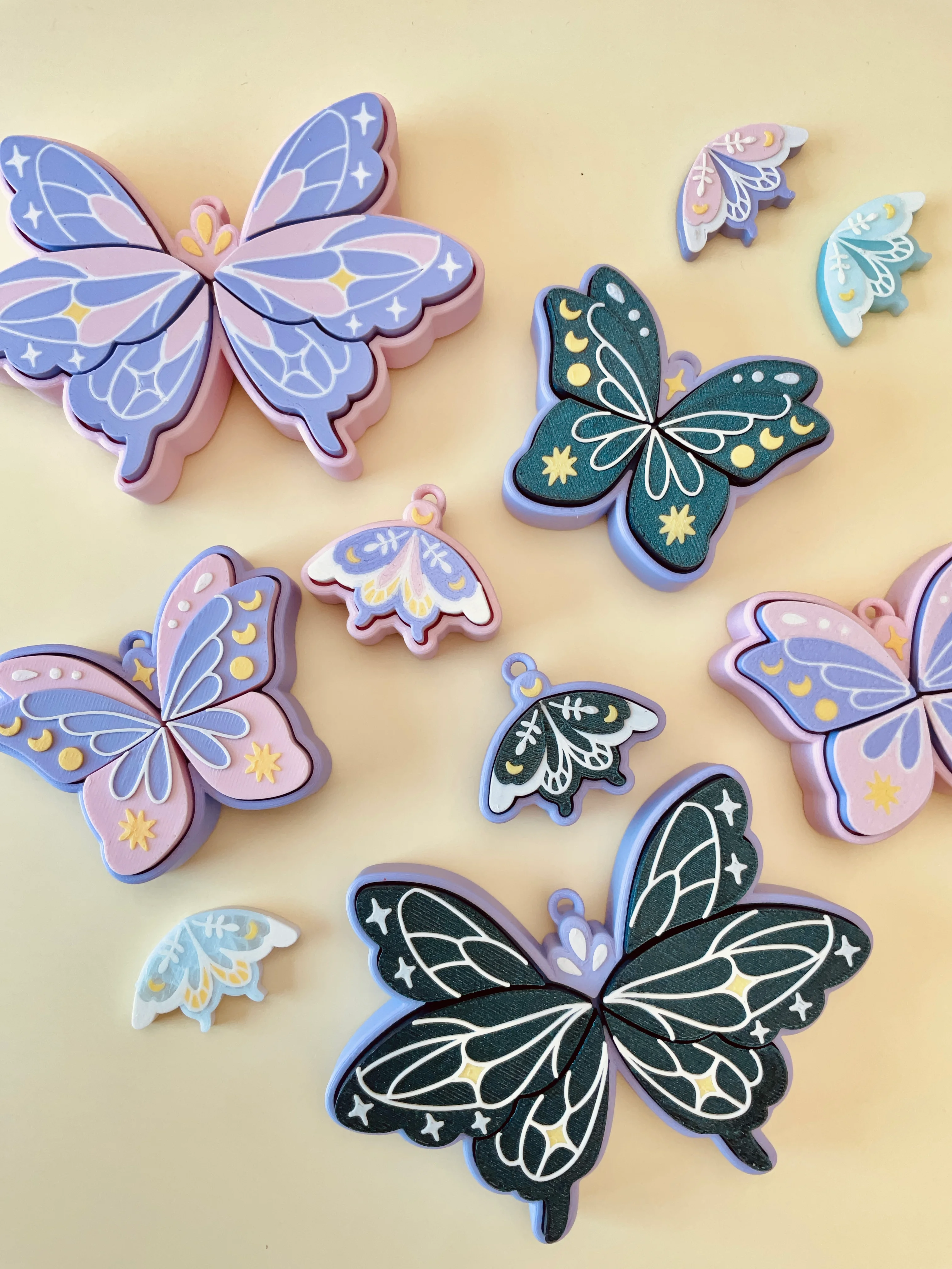 Pixie Wings Multi and Single Clicker Keychain Fidget Toy Bundle 3d model
