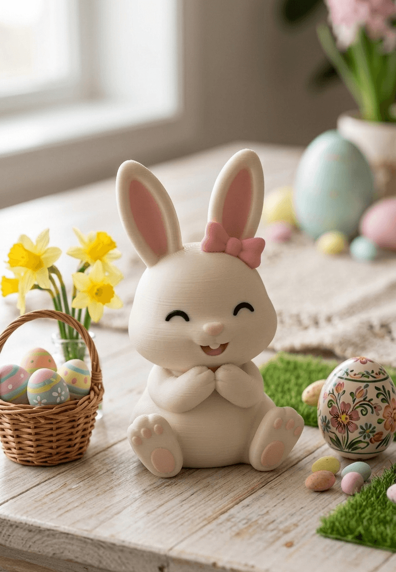 Adorable Easter Bunny - Multi-Color & Single-Color 3d model