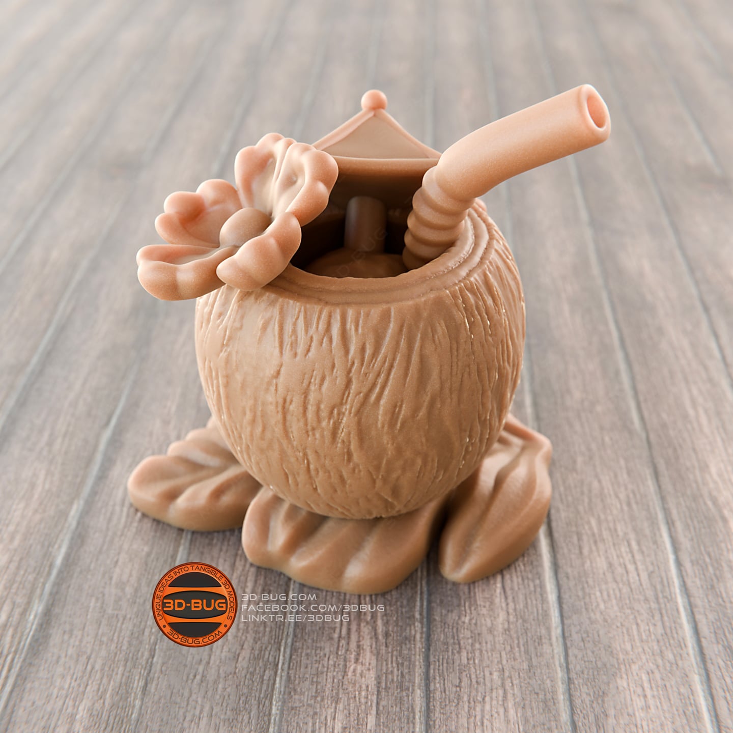 Coconut cocktail decor 3d model