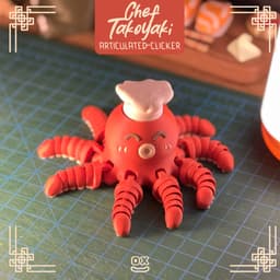 Chef Takoyaki Octopus Articulated Clicker - Desk Decoration Fidget 3d model