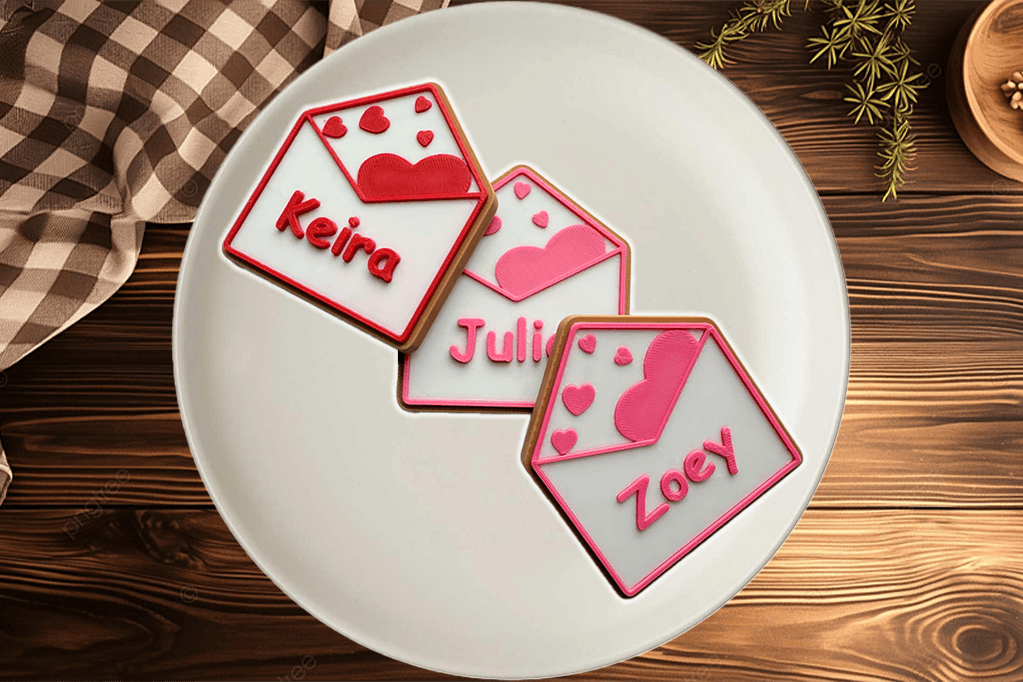 Valentine's Day Envelope Sugar Cookie Customizable 3d model