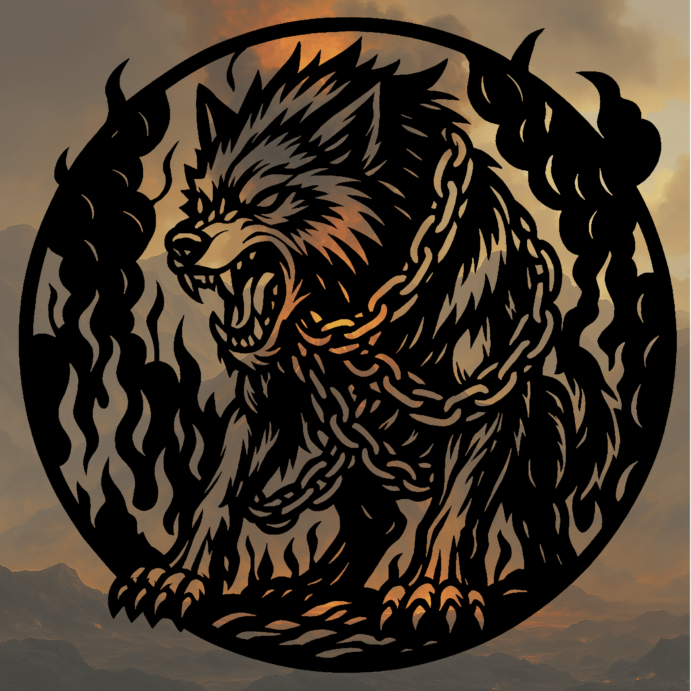Fenrir 2D stained glass art 3d model