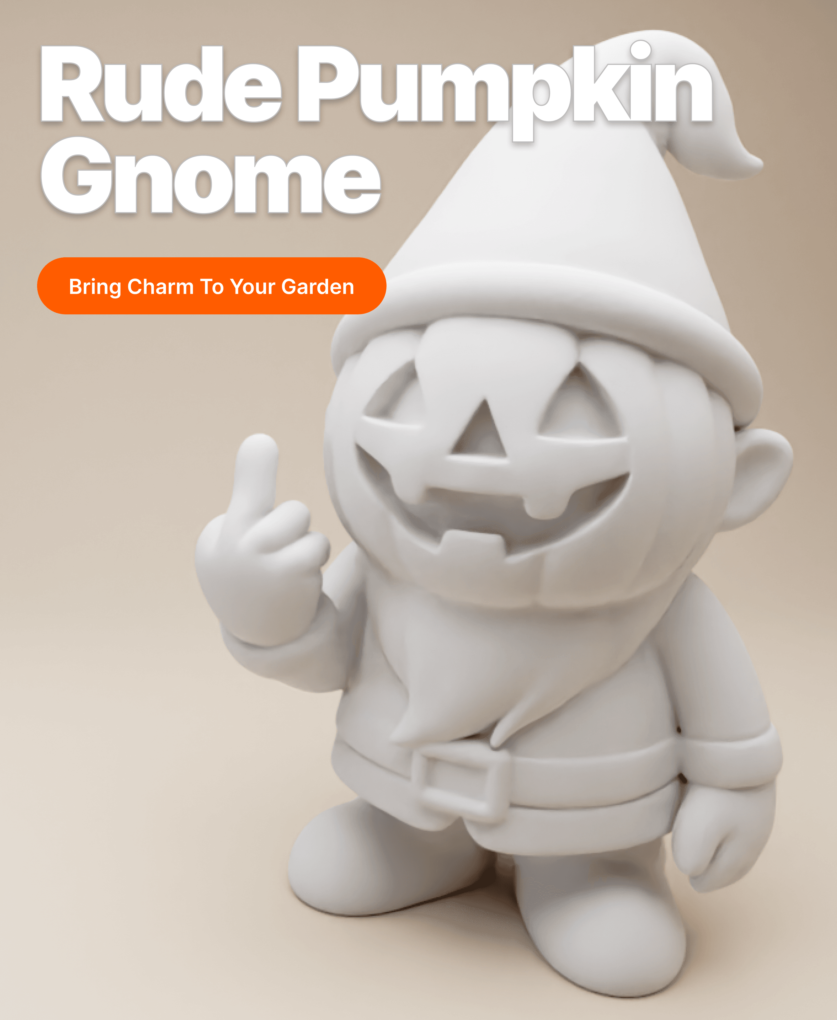 Rude Pumpkin Gnome – Halloween 3D Printable Figurine with Attitude 3d model