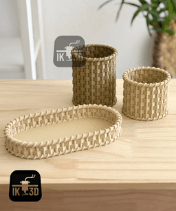 Wicker Container Set / No Supports 3d model