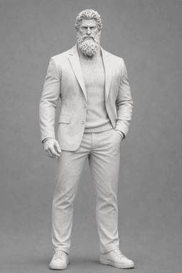 Modern Bearded Gentleman Statue STL – Executive Casual Male Figure for 3D Printing 3d model