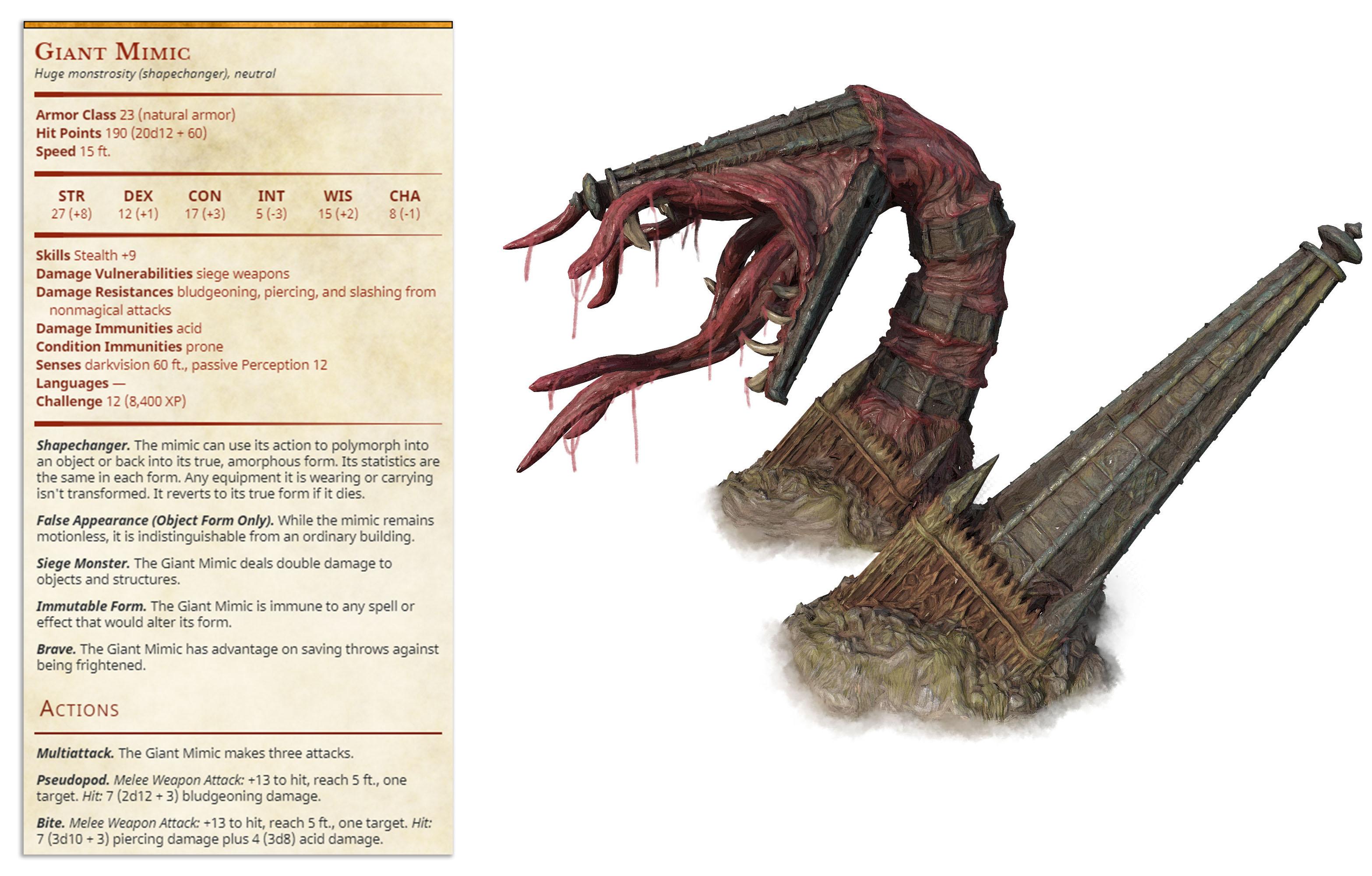 Giant Mimic - Ninja VS Mimics - PRESUPPORTED - Illustrated and Stats - 32mm scale			 3d model