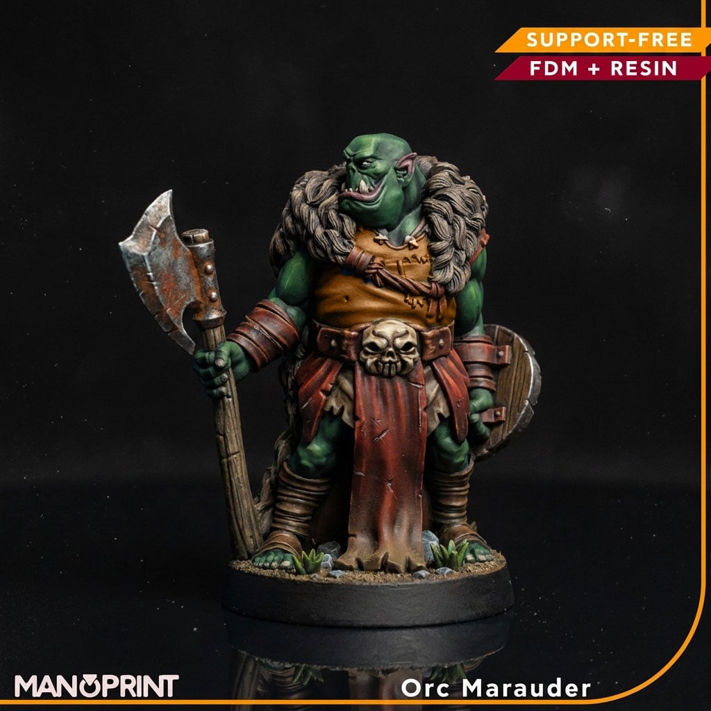 Orc Marauder, Fantasy Miniature 3d model