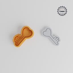 Heart Key Cookie Cutter & Stamp Set, 6-Piece, Romantic Love Lock Design, S/M/L Sizes, Perfect for Fondant PRODUCT_212 3d model