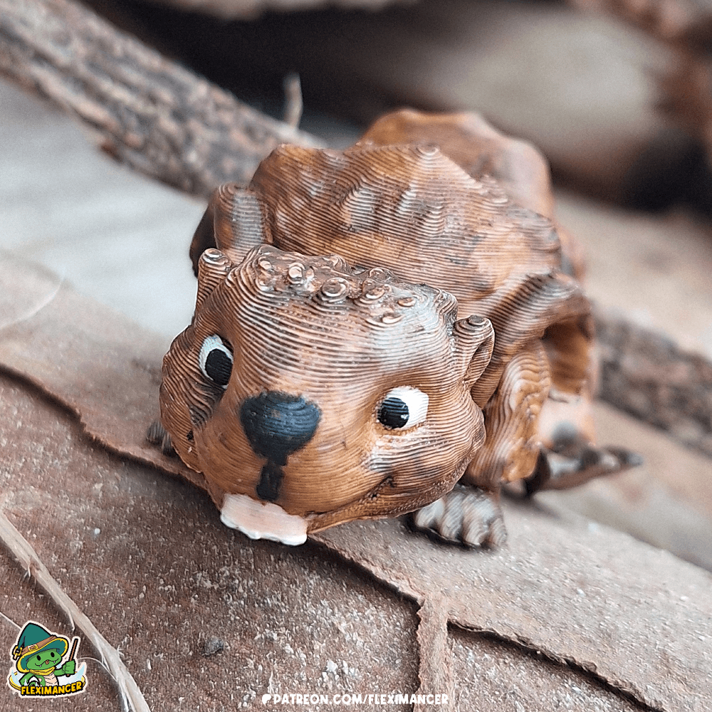Beaver | Flexi print-in-place + Keychain | Multicolor 3d model