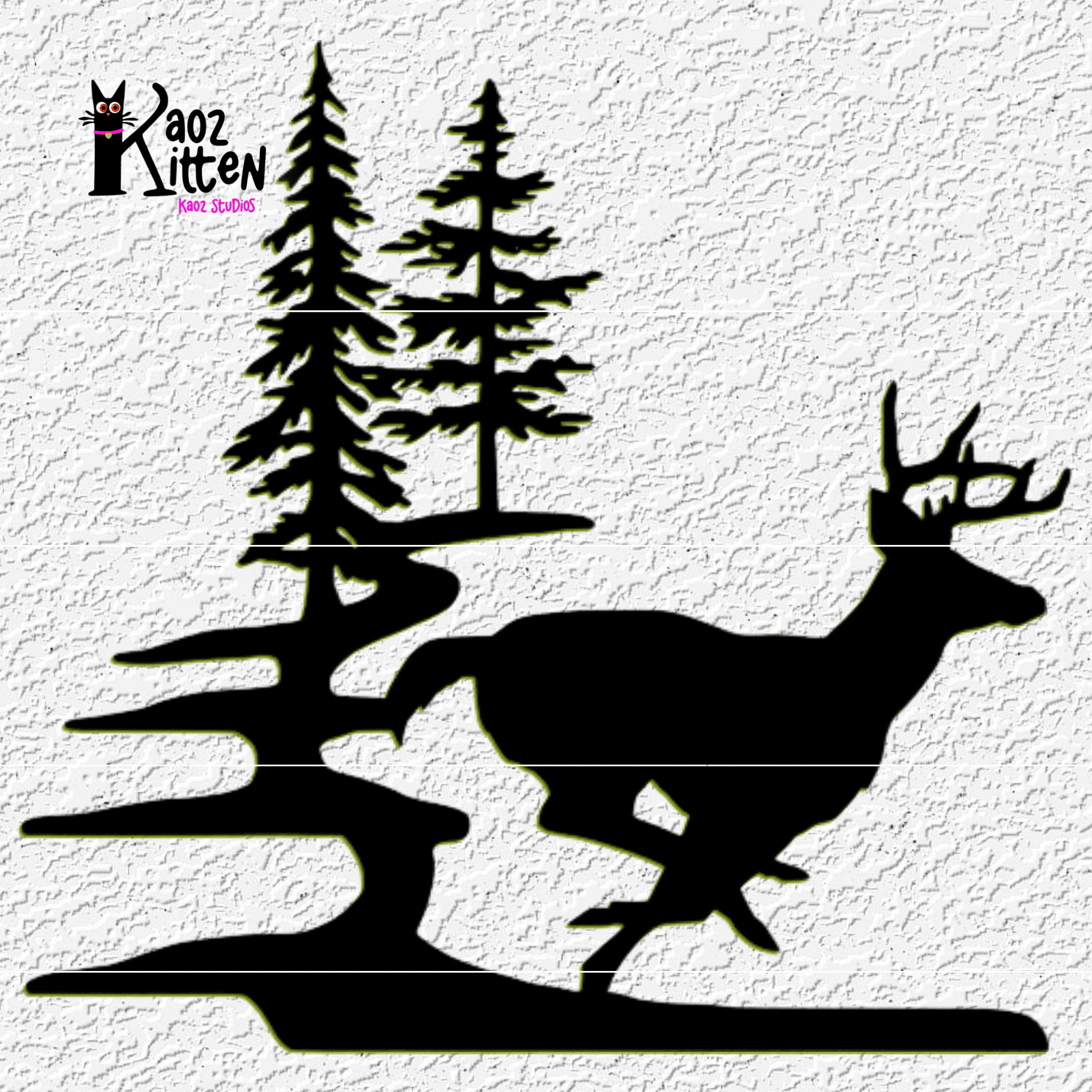 deer running wall art mountain wildlife 3d model