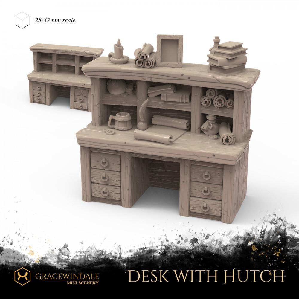 Desk With a Hutch 3d model