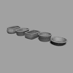 1/12 Scale Wicker Basket STL Set (Set of 5 Miniature Basket) for Dollhouses and Miniature Projects 3d model
