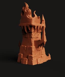 Burning Castle Dice Tower STL | DnD 3D Print | Flame Tower 3d model