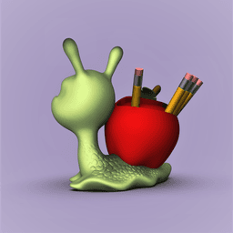 Apple Snail Pencil Holder- (Little Big Head Series) 3d model