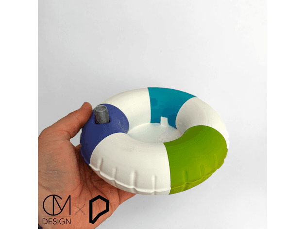 Pool Float Coaster - Inflatable donut ring koozie for bottles & cans 3d model