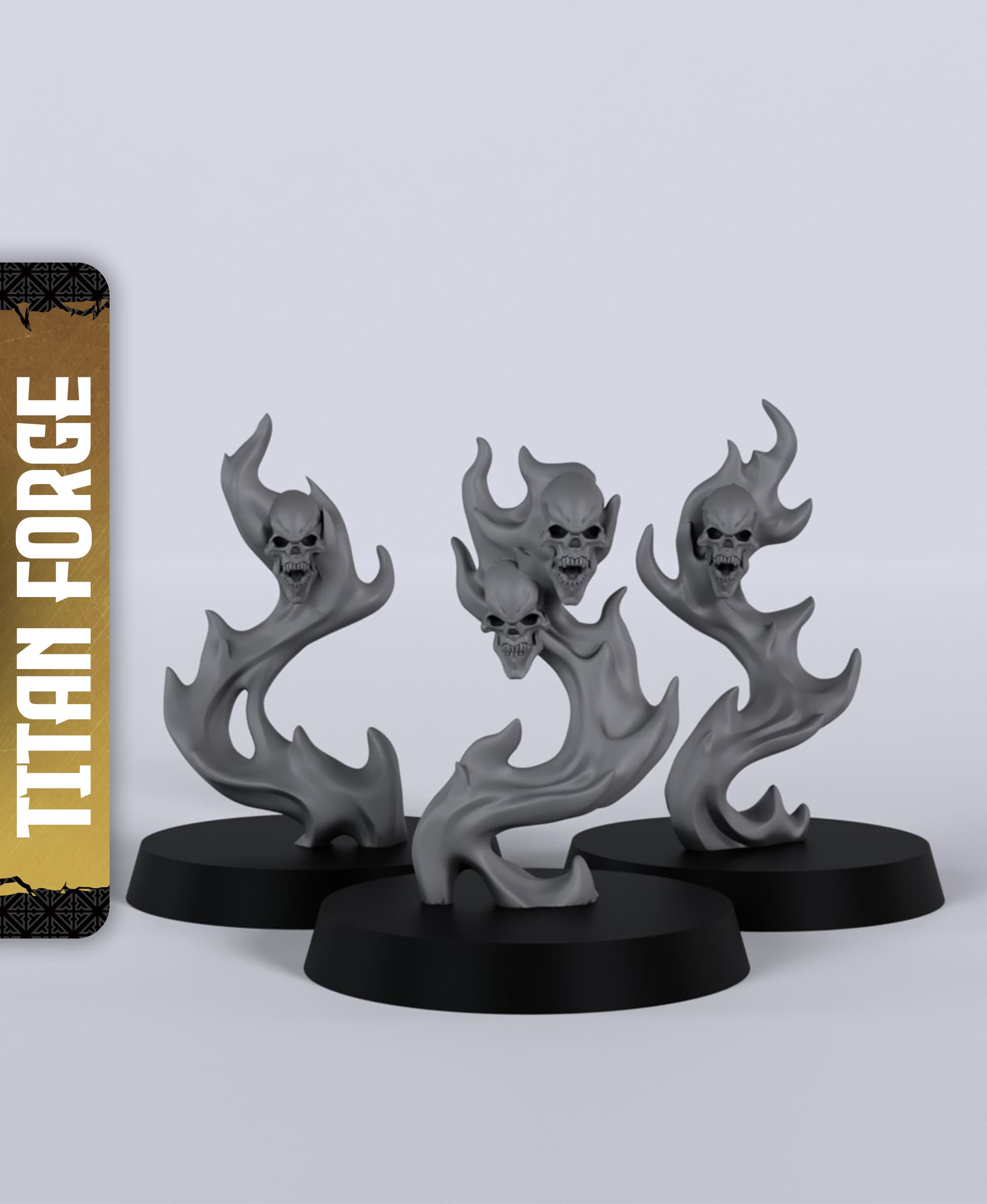 Flame Skulls - With Free Dragon - 5e DnD Inspired for RPG and Wargamers 3d model