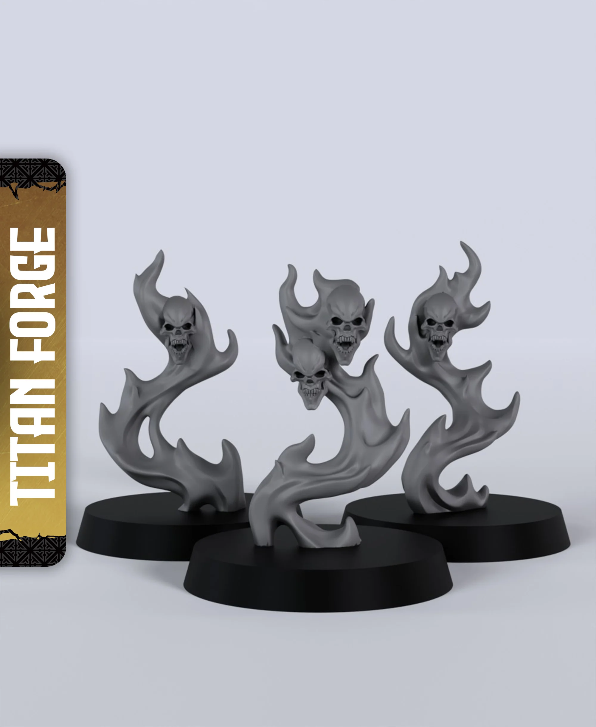 Flame Skulls - With Free Dragon - 5e DnD Inspired for RPG and Wargamers 3d model