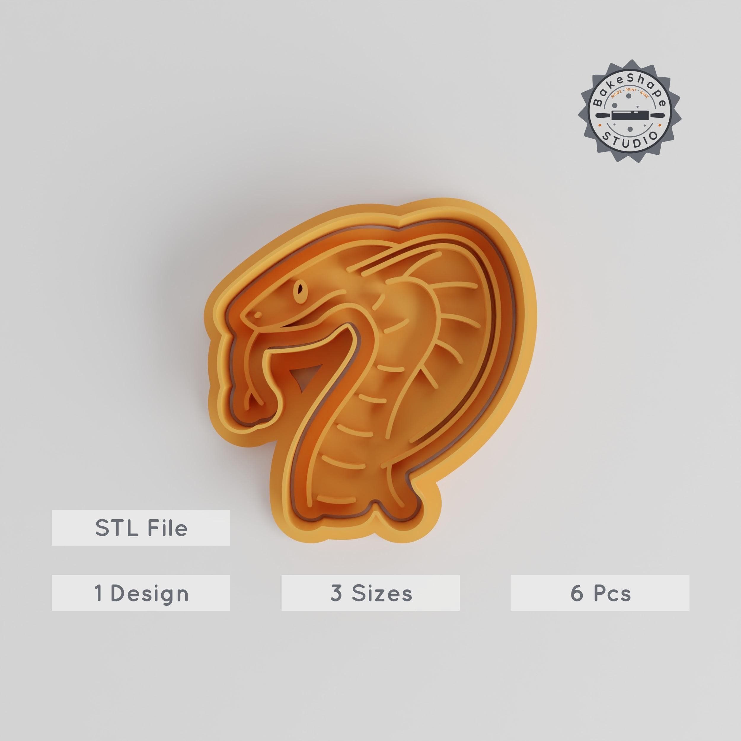 Cobra Snake Cookie Cutter & Stamp, Serpent Viper Design, Animal Reptile Baking Set, 3 Sizes, 6 Pieces PRODUCT_5547 3d model
