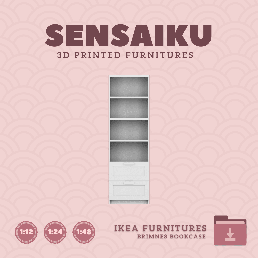 Miniature Replica 01. BRIMNES Bookcase for Miniature Dollhouse IKEA 3D Print (1:12,24,48) 3d model
