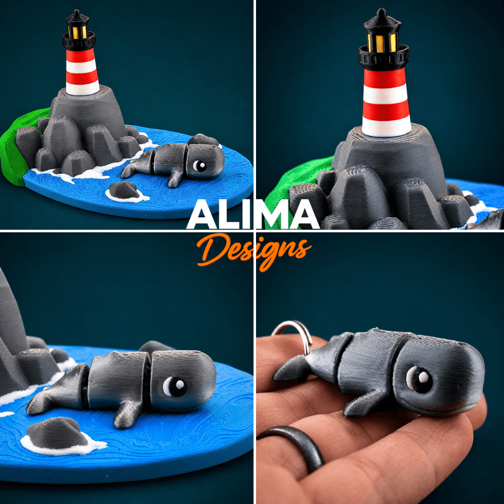 Tiny Sperm Whale with Landscape 3d model