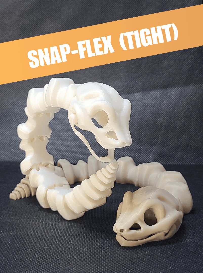 Round-Eyed Bone Snake (Tight) - Articulated Snap-Flex Fidget 3d model