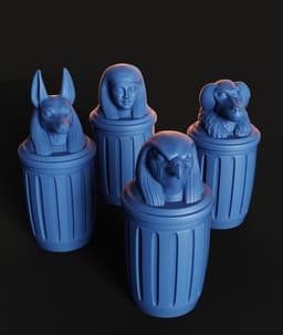 Egyptian Canopic Jars Set STL | Décor 3D Print | 4-Pack 3d model