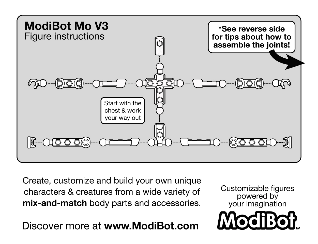 ModiBot Mo Classic 5" Figure Frame (with Hex holes) 3d model