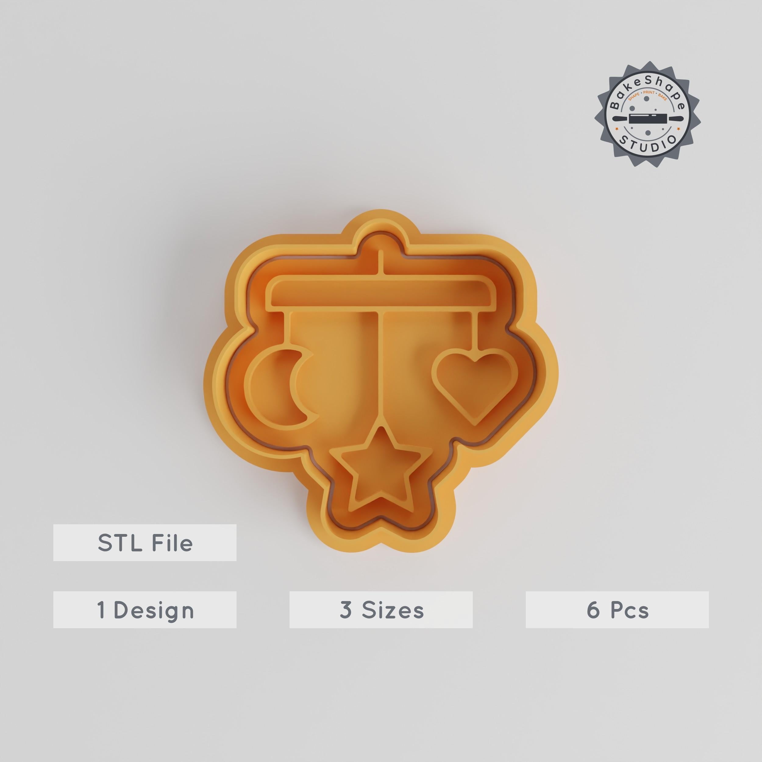 Baby Mobile Shape Cutter & Stamp, Perfect for Cookies & Fondant, Set of 6 in S/M/L Sizes PRODUCT_3606 3d model