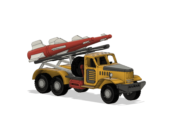 Yellow Missile Transport Truck with Movements 3d model