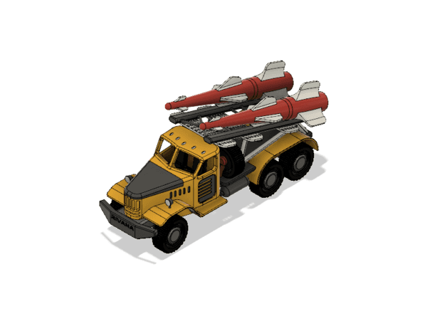 Yellow Missile Transport Truck with Movements 3d model