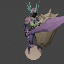 Sexy Knight – Sword and Shield Warrior Figure v2 3d model