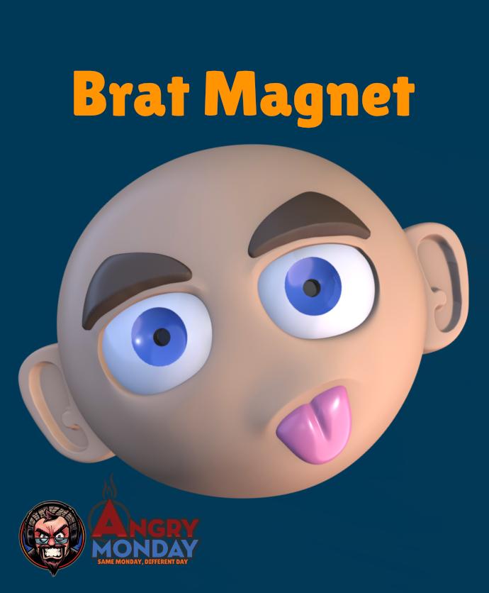 3D Bratty Face Fridge Magnet 3d model