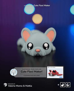Cute Flexi Flat Face Dogs + Cute Flexi Maker Access 3d model