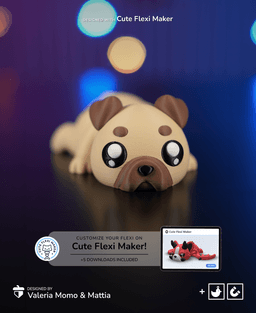 Cute Flexi Flat Face Dogs + Cute Flexi Maker Access 3d model