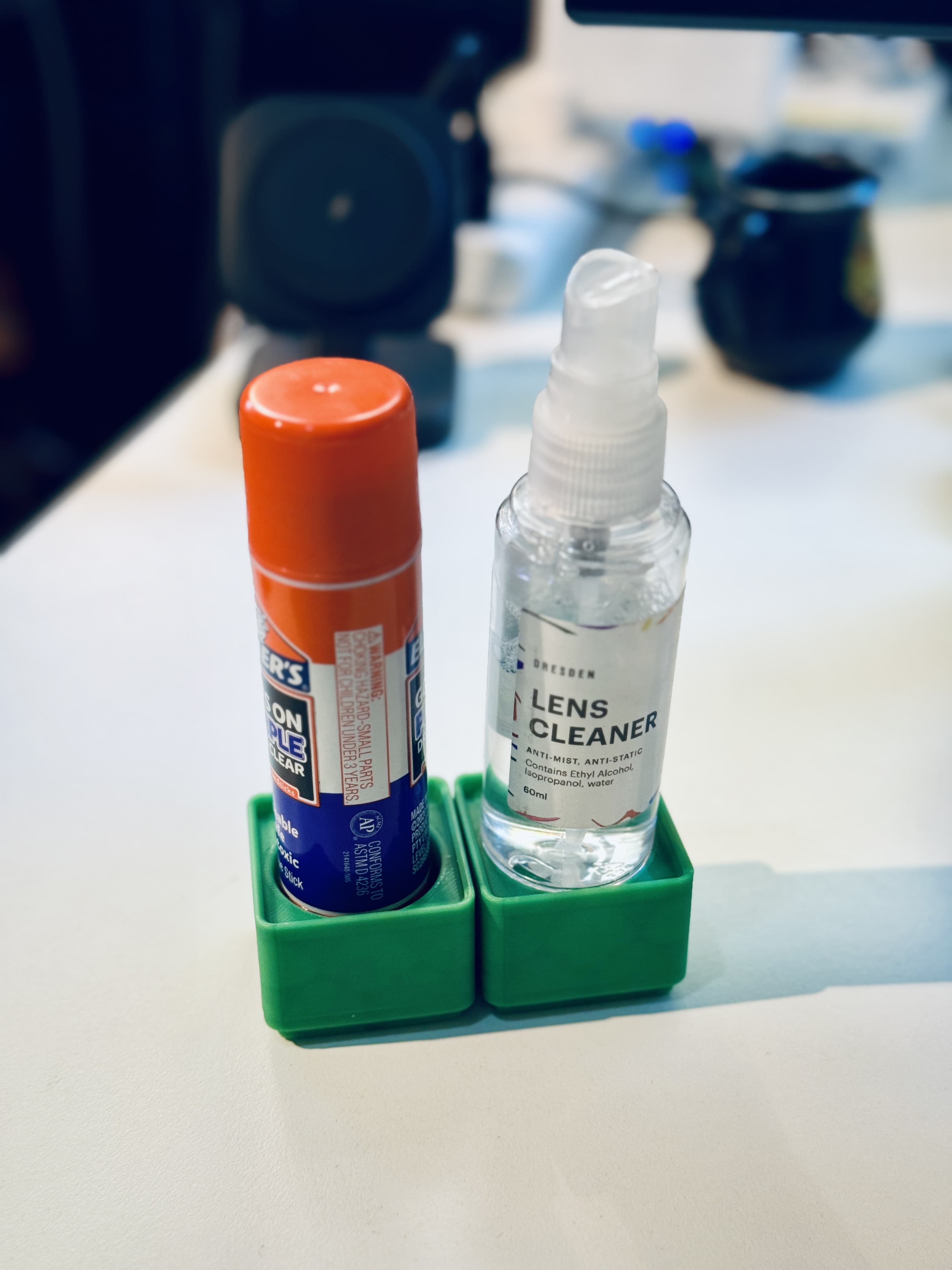 Internal diameter when printed is 32.8mm. Standard spritz bottles around here are about 34.5mm, so these ones will get repurposed as glue stick holders.