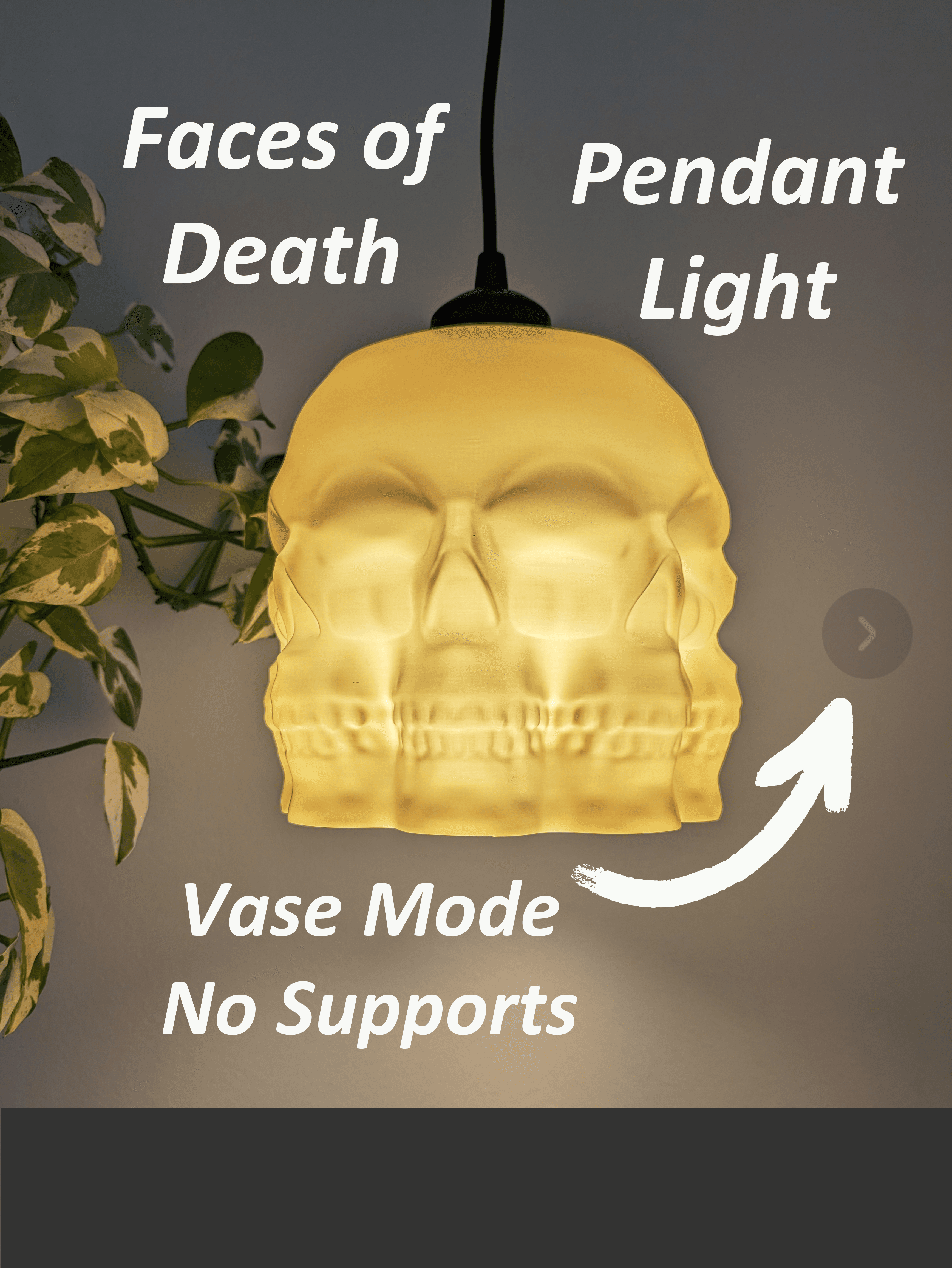Faces of Death - Vase Mode Pendant Light, Bambu 3MF 3d model