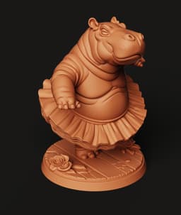 Ballerina Hippo Statue | Dancing Hippo 3D Print | Cute Animal Decor | Whimsical Desktop Sculpture 3d model