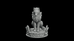 Obsidian Wolf Sentinel STL - Crystal Stone Guardian Statue 3d model