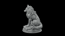 Obsidian Wolf Sentinel STL - Crystal Stone Guardian Statue 3d model