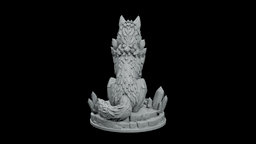 Obsidian Wolf Sentinel STL - Crystal Stone Guardian Statue 3d model