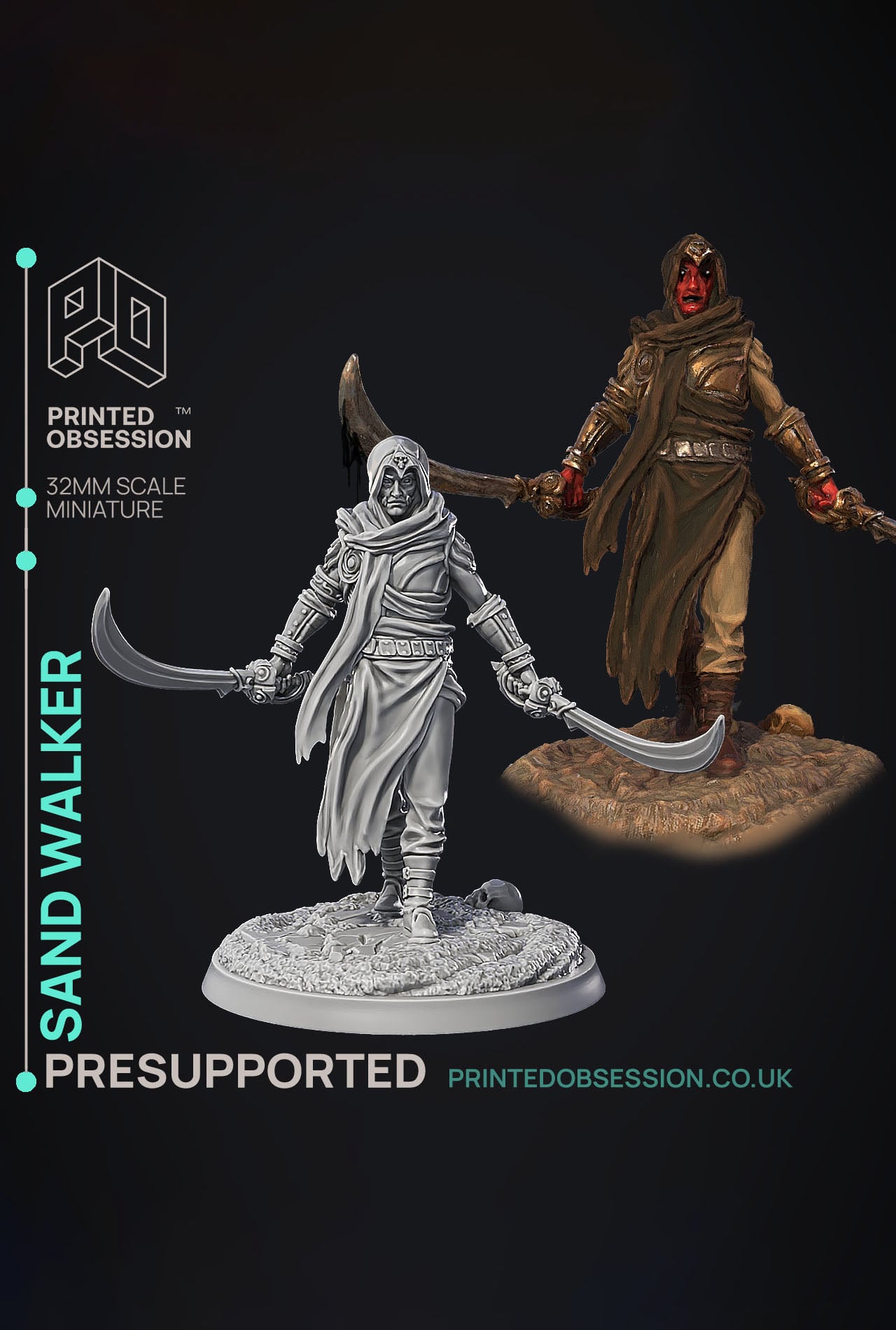 Desert Walker - Were Folk - PRESUPPORTED - Illustrated and Stats - 32mm scale 3d model