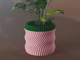 Hana Planter Pot, Wavy Bezier | Small, Medium, Large | Self Watering and Drip Tray 3d model