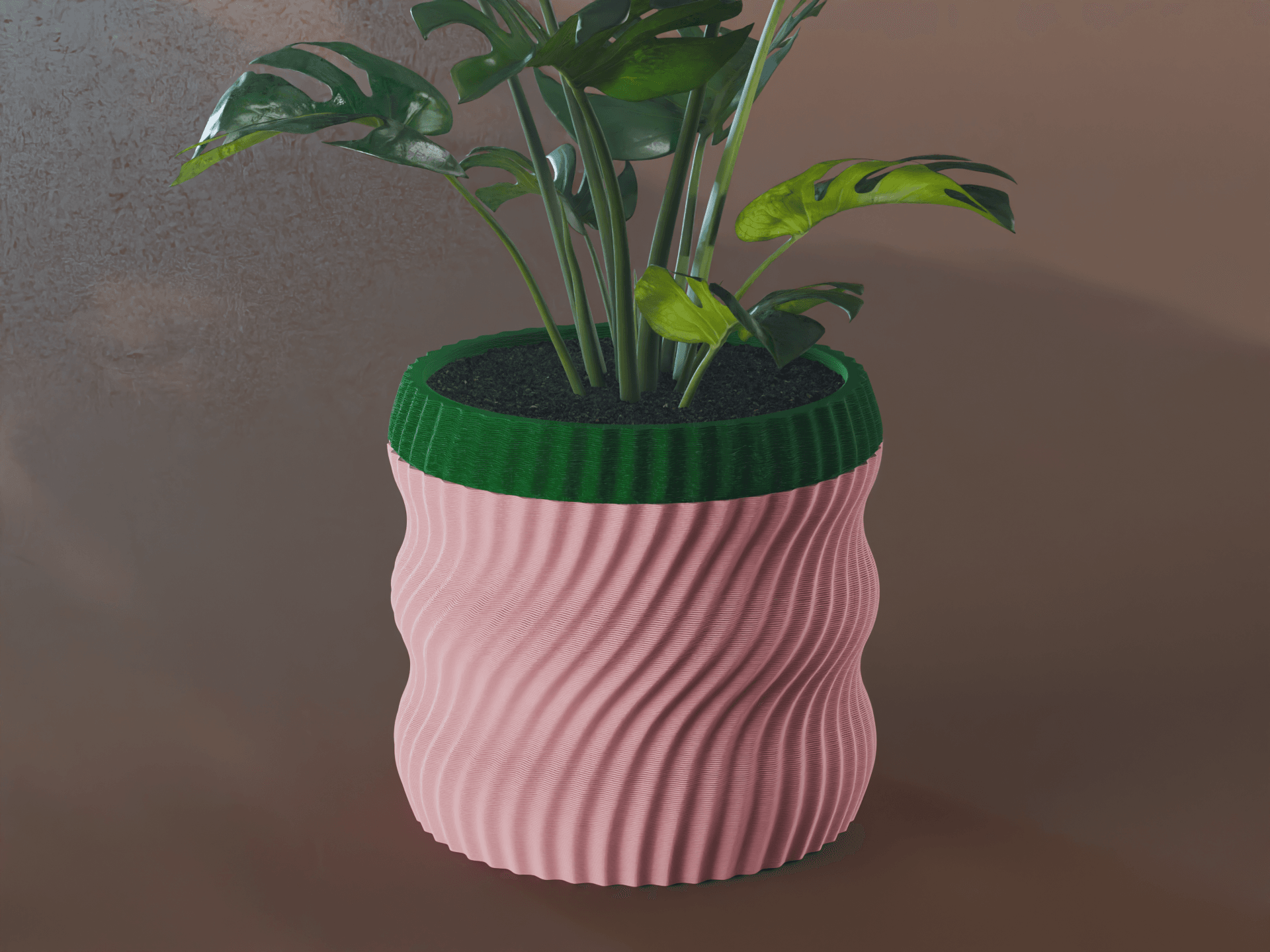 Hana Planter Pot, Wavy Bezier | Small, Medium, Large | Self Watering and Drip Tray 3d model