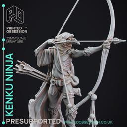 Kenku Ninja - Ninja -  PRESUPPORTED - Illustrated and Stats - 32mm scale
