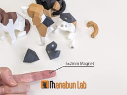Low Poly Dog "beagle" Magnet Puzzle (No supports, no AMS) 3d model