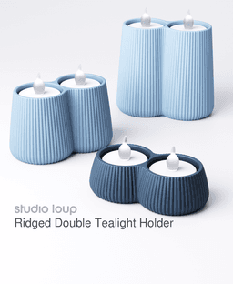 Ridged Double Tealight Holder 3d model