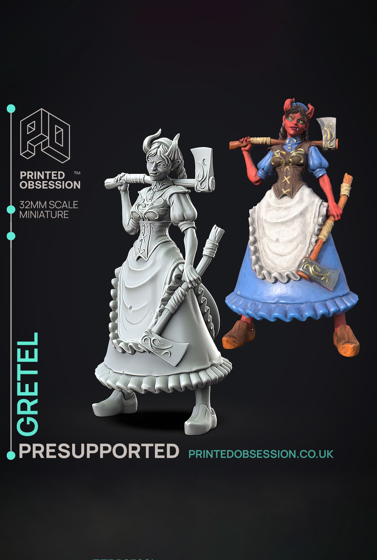Hansel and Gretel - Possessed Bakery - PRESUPPORTED - Illustrated and Stats - 32mm scale 3d model