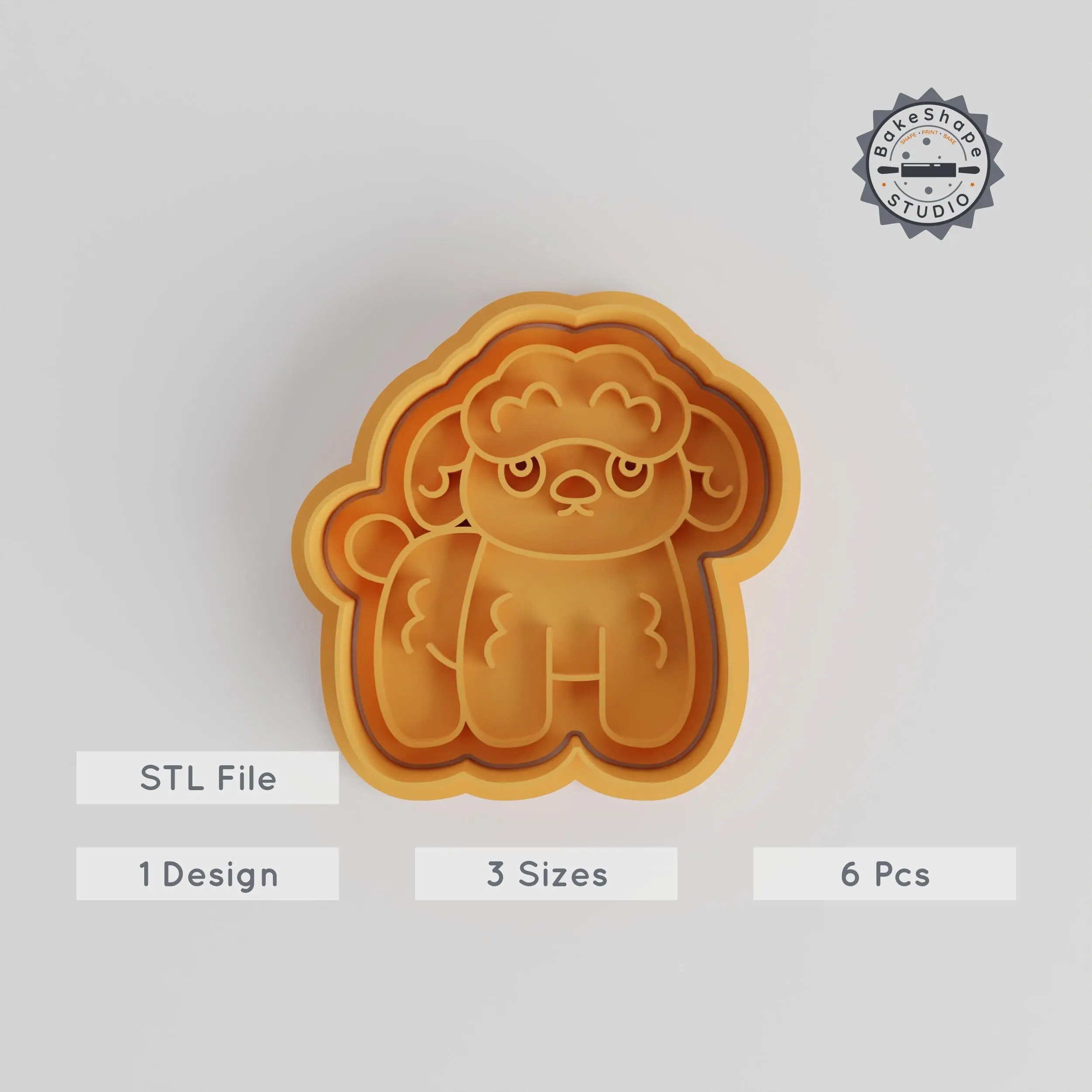 Poodle Cookie & Fondant Shape Cutter Stamp Set, Dog Theme, 3 Sizes, Ideal for Baking & Decorating PRODUCT_5346 3d model