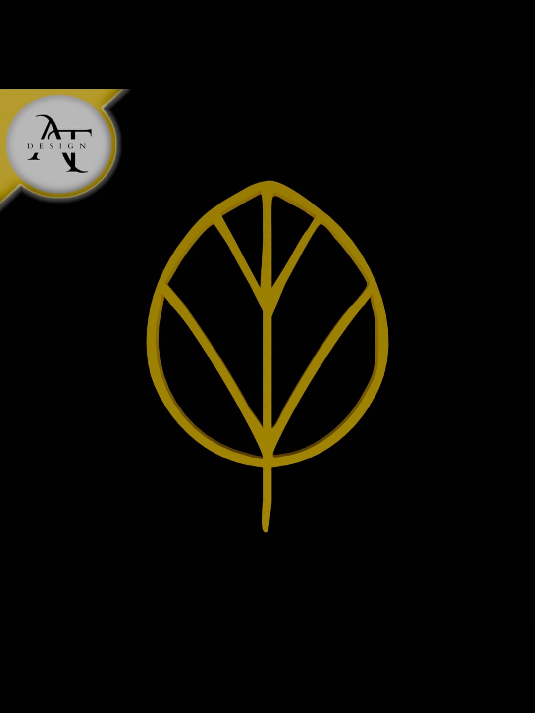 Simple Leaf Symbol - 2D Art 3d model